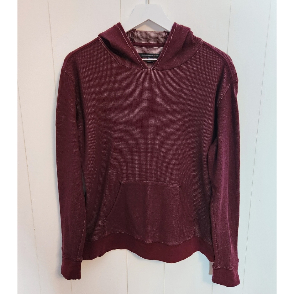 John Varvatos Boys Red Waffle Knit Long Sleeve Hooded Pullover